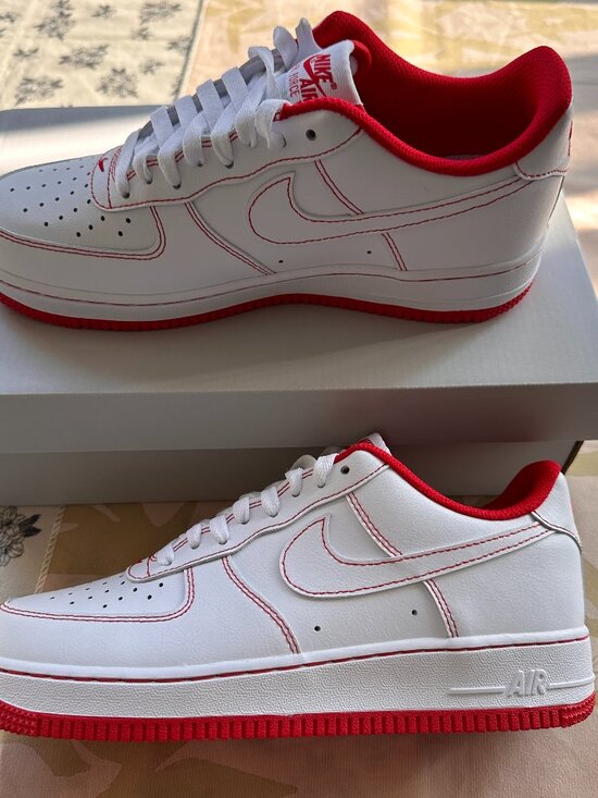 Nike Other - Nike Air Force 1 '07 White and Red Stitching Low-Top Sneakers